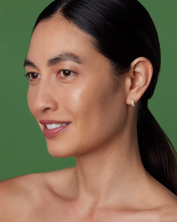 Irene Neuwirth Pavé Small Double Huggies 18k Yellow Gold