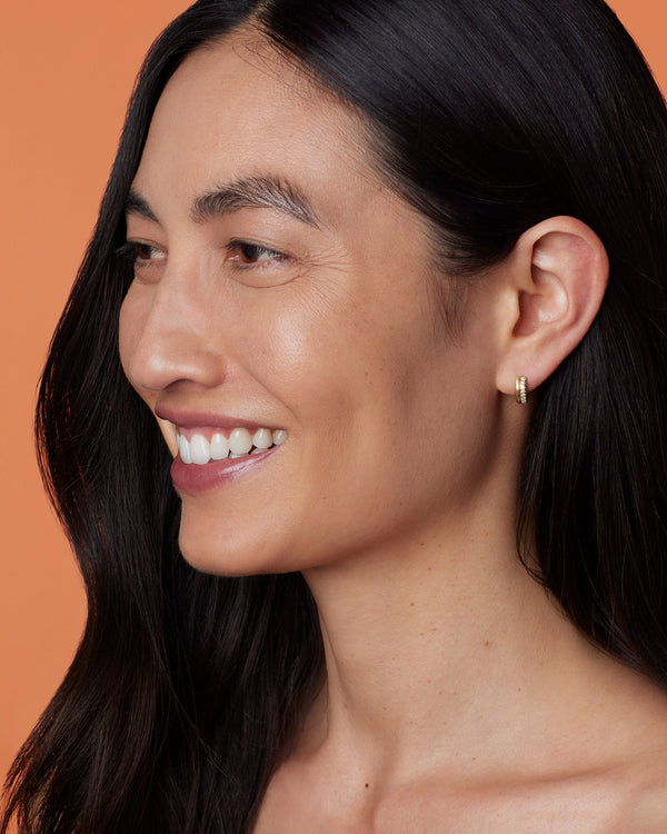 Irene Neuwirth Pavé Small Fifty Fifty Double Huggies 18k Yellow Gold