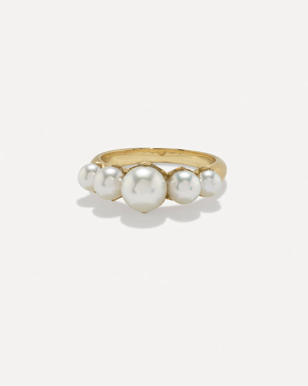 Irene Neuwirth Pearl Blossom Mixed Five Stone Ring 18k Yellow Gold