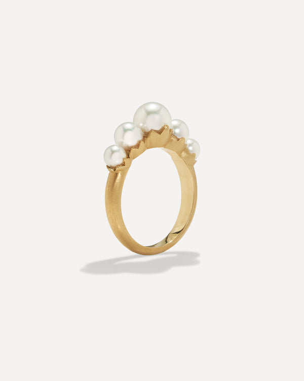 irene neuwirth Pearl Blossom Mixed Five Stone Ring 18k Yellow Gold