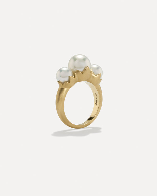 irene neuwirth Pearl Blossom Mixed Ring 18k Yellow Gold