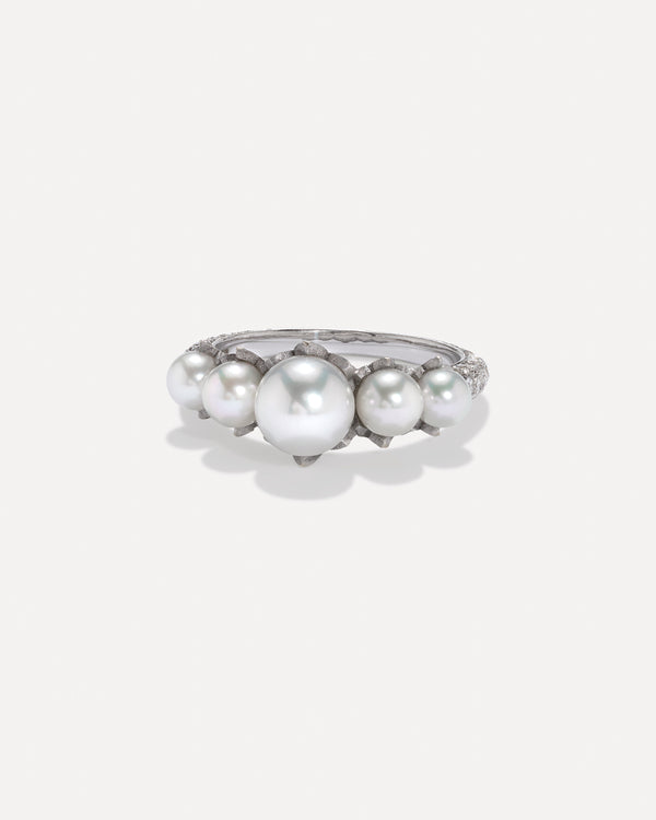 Irene Neuwirth Pearl Blossom Pavé Mixed Five Stone Ring 18k White Gold