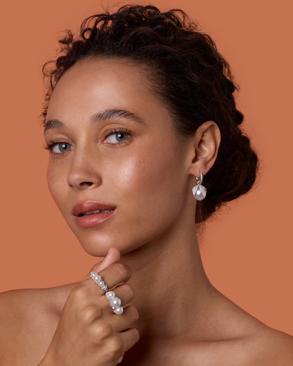 Irene Neuwirth Pearl Blossom Pavé Mixed Ring 18k White Gold