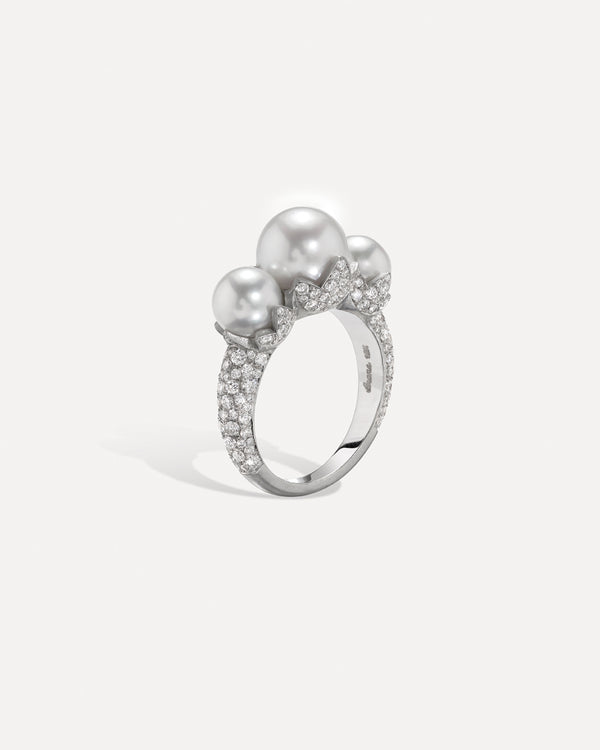 irene neuwirth Pearl Blossom Pavé Mixed Ring 18k White Gold