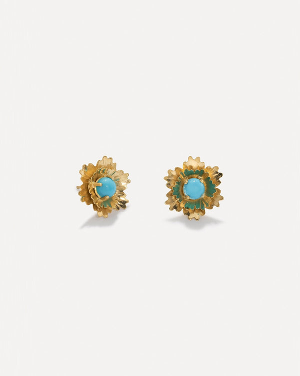 irene neuwirth Petite Super Bloom Flower Studs 18k Yellow Gold