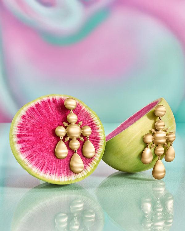 Irene Neuwirth Puffed Gold Chandelier Earrings 18k Yellow Gold