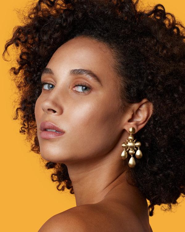 Irene Neuwirth Puffed Gold Chandelier Earrings 18k Yellow Gold