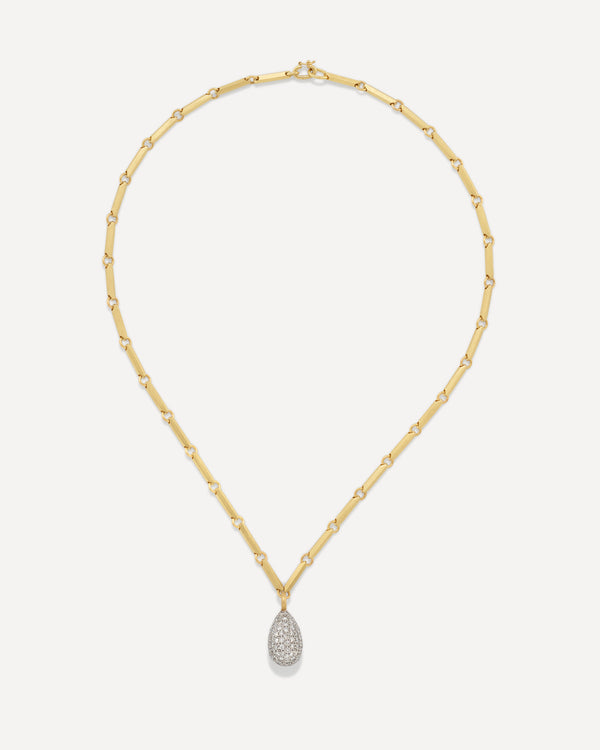 Irene Neuwirth Puffed Gold Full Pavé Drop Faceted Necklace 18K Gold
