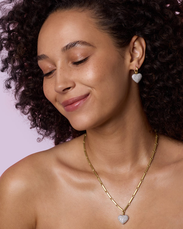 Irene Neuwirth Puffed Gold Full Pavé Love Faceted Necklace 18K Gold