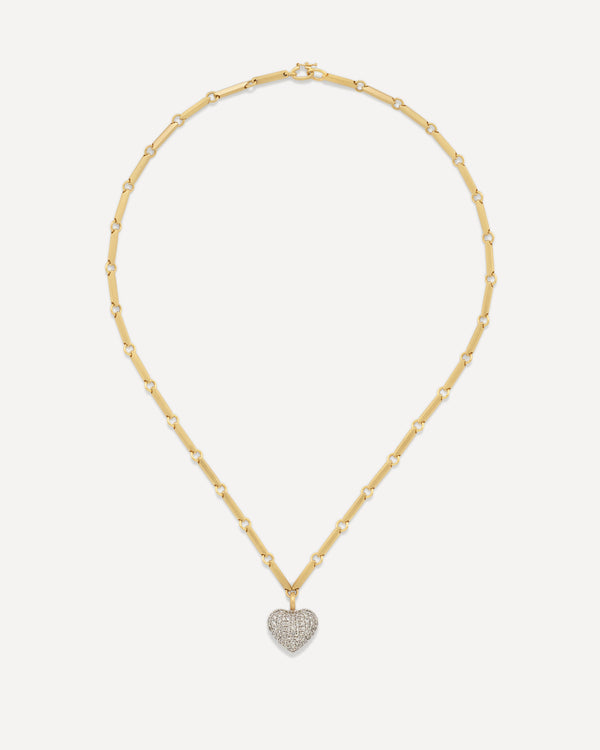 Irene Neuwirth Puffed Gold Full Pavé Love Faceted Necklace 18K Gold