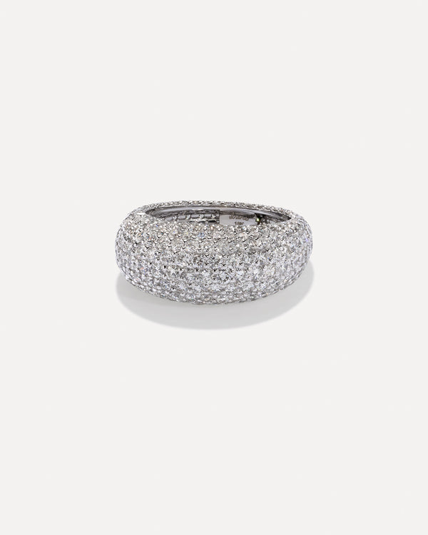 irene neuwirth Puffed Gold Pavé Dome Ring 18k White Gold