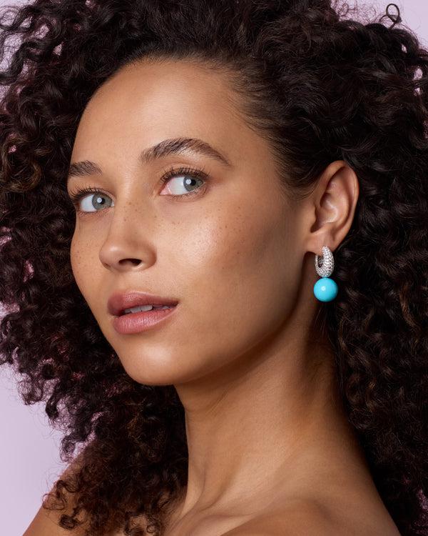 Irene Neuwirth Puffed Gold Pavé Gumball Huggies 18K White Gold