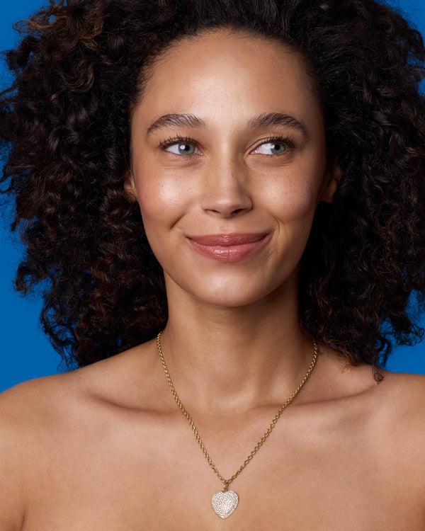 Irene Neuwirth Puffed Gold Pavé Love Necklace 18k Yellow Gold