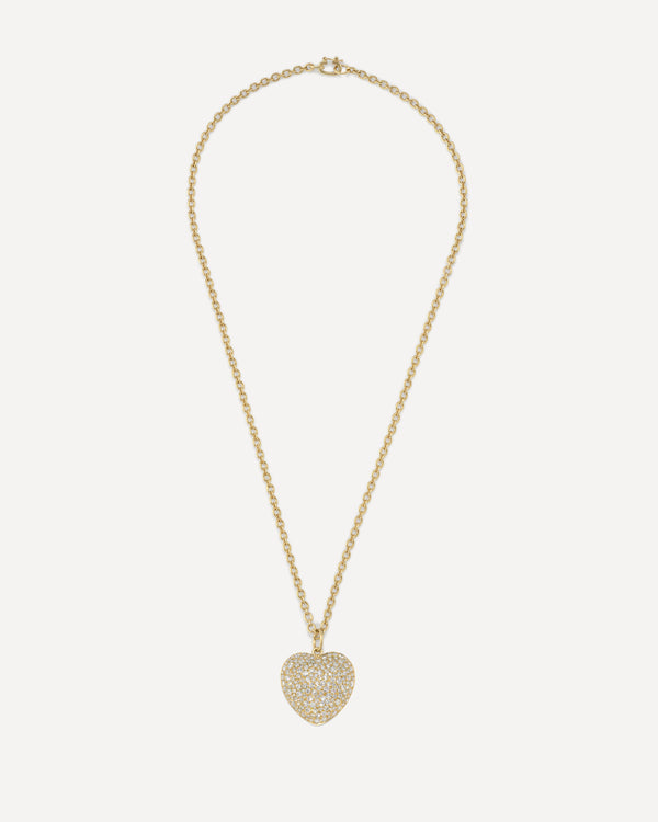 Irene Neuwirth Puffed Gold Pavé Love Necklace 18k Yellow Gold
