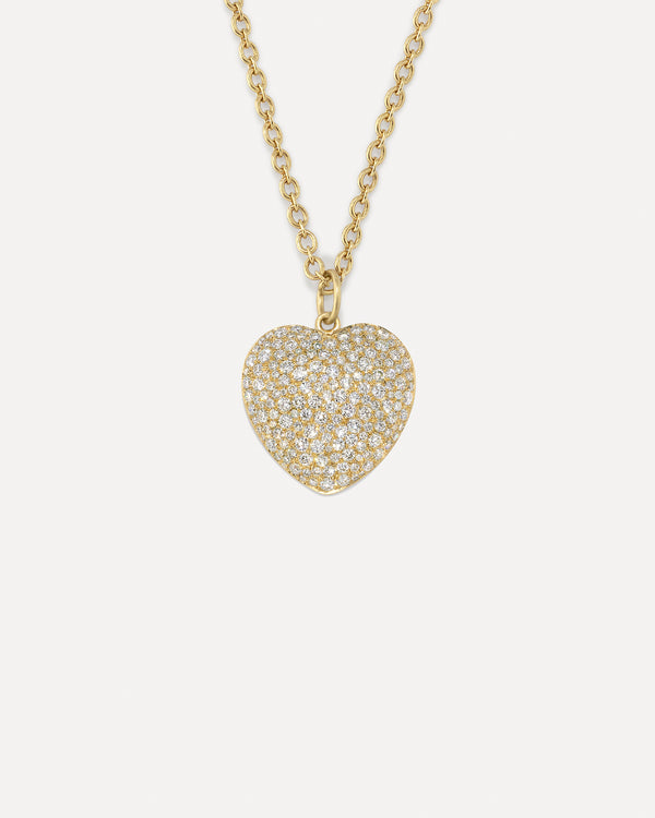 irene neuwirth Puffed Gold Pavé Love Necklace 18k Yellow Gold