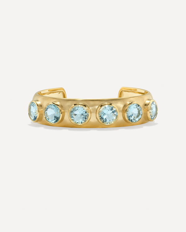 Irene Neuwirth Round Stone Gemmy Puffed Gold Cuff 18k Yellow Gold