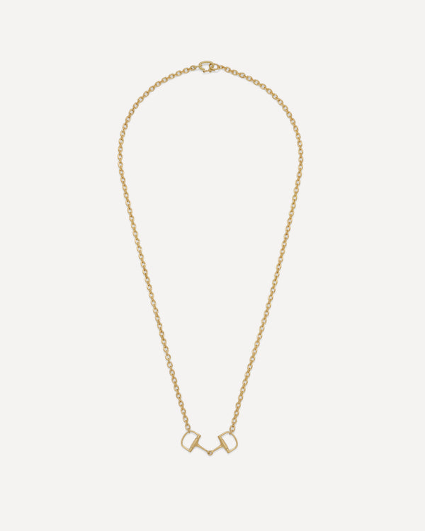 Irene Neuwirth Small Equestrian Oval Link Necklace 18k Yellow Gold