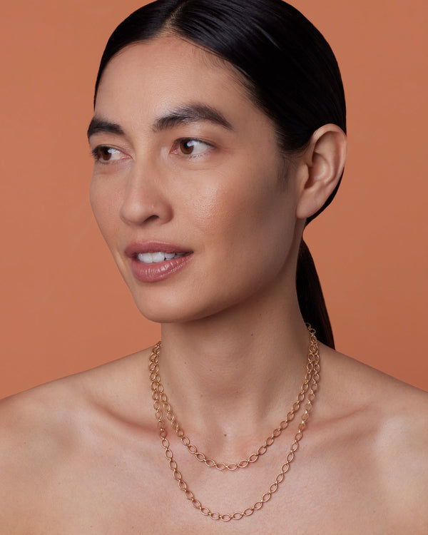 Irene Neuwirth Small Oval Link Chain Long Necklace 18K Rose Gold