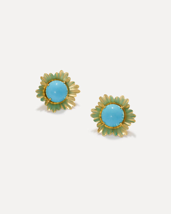 irene neuwirth Small Super Bloom Flower Studs 18k Yellow Gold