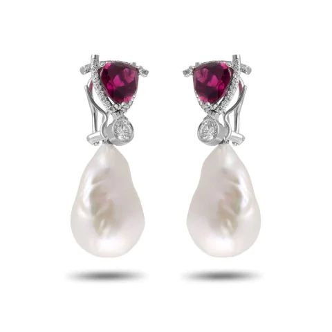 irfé IRFE Baroque Pearl Diamond Ruby Earrings