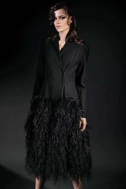 Irfé IRFE Black Ostrich Feathers Coat
