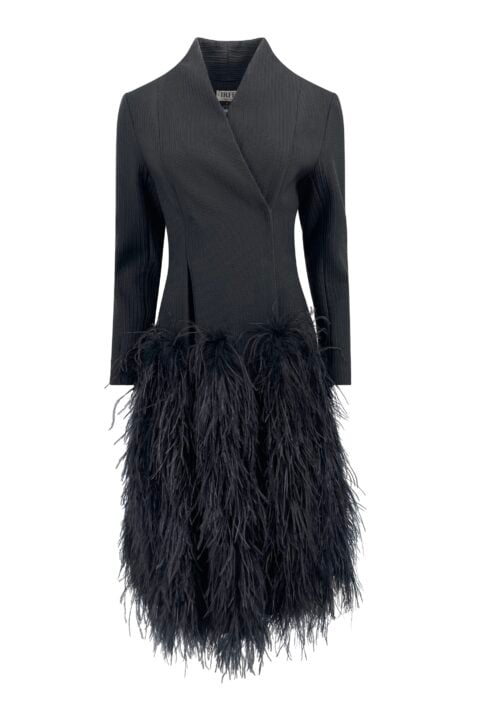 Irfé IRFE Black Ostrich Feathers Coat