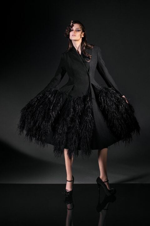 irfé IRFE Black Ostrich Feathers Coat