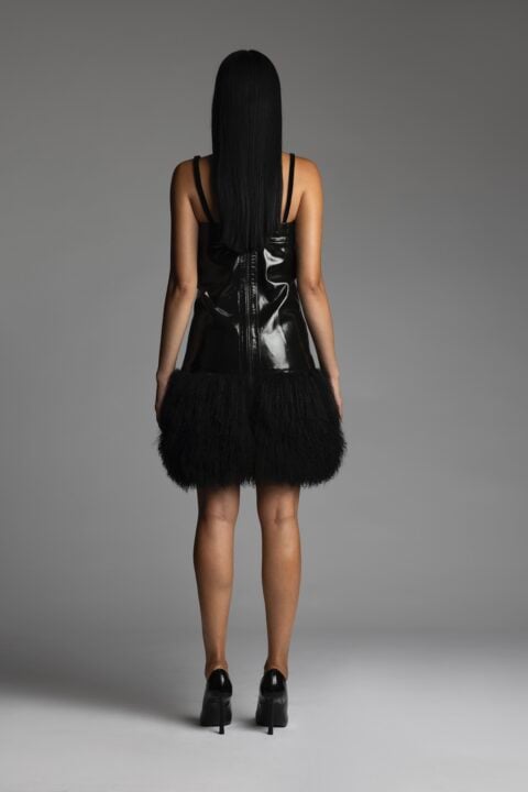 Irfé IRFE Black Patent Cocktail Dress