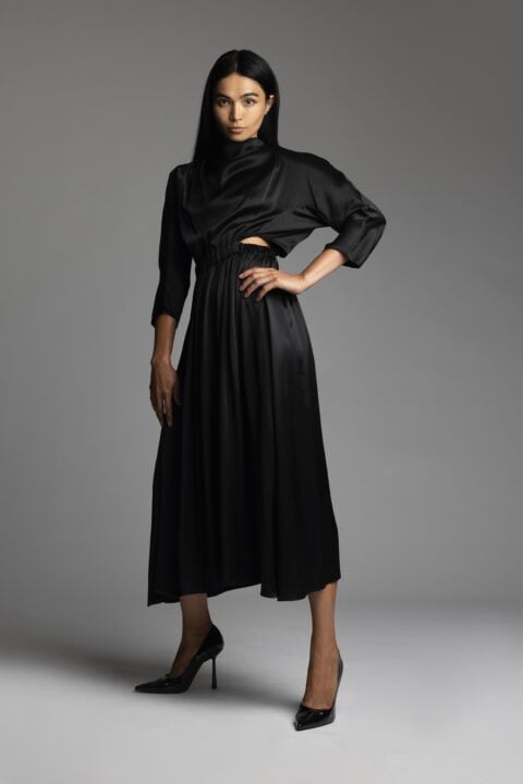 Irfé IRFE Black Silk Evening Dress