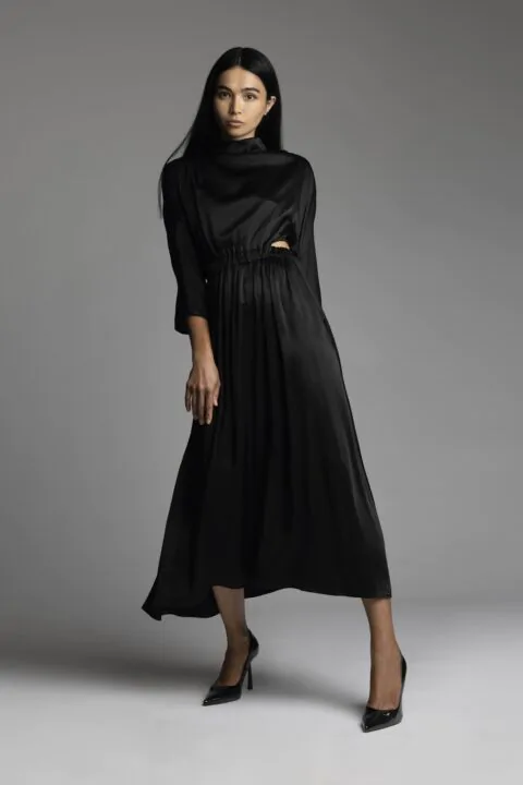 Irfé IRFE Black Silk Evening Dress