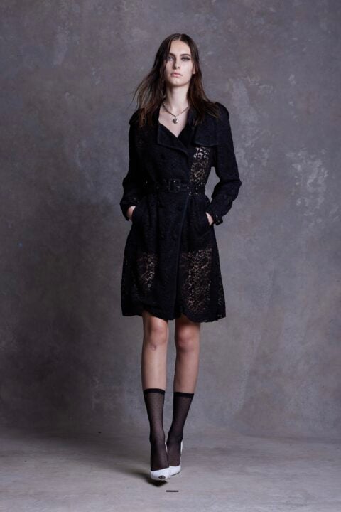 Irfé IRFE Black Trench Summer Lace Coat