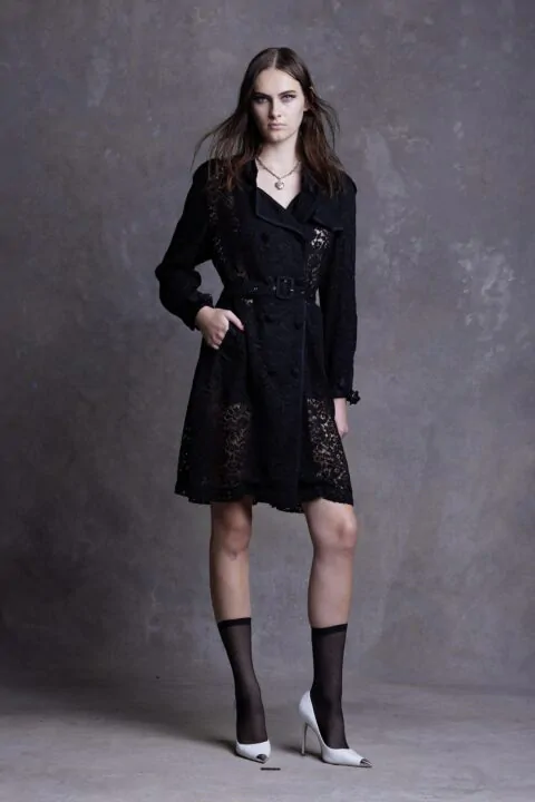Irfé IRFE Black Trench Summer Lace Coat