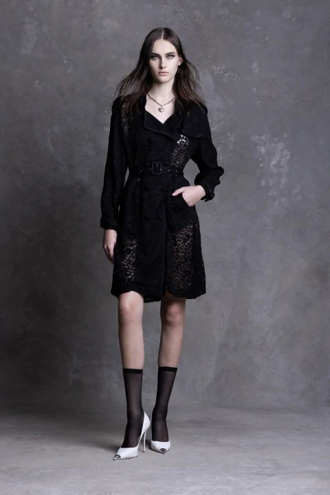 irfé IRFE Black Trench Summer Lace Coat