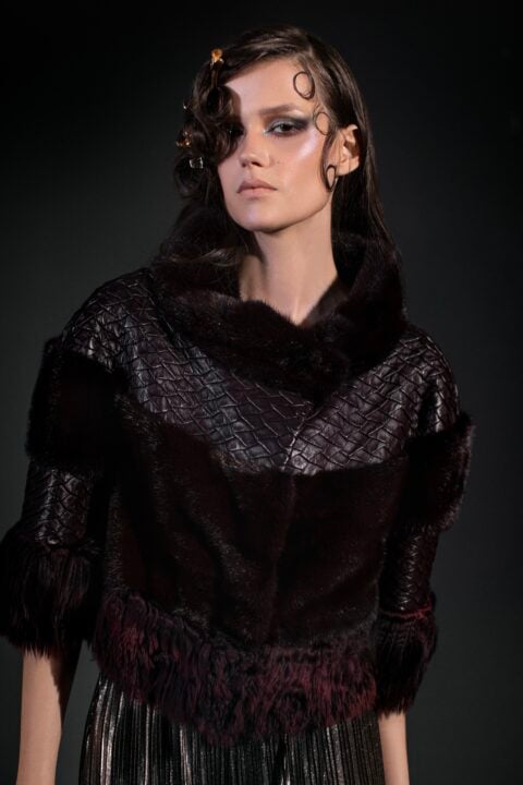 Irfé IRFE BURGUNDY MINK AND ALPACA FUR JACKET