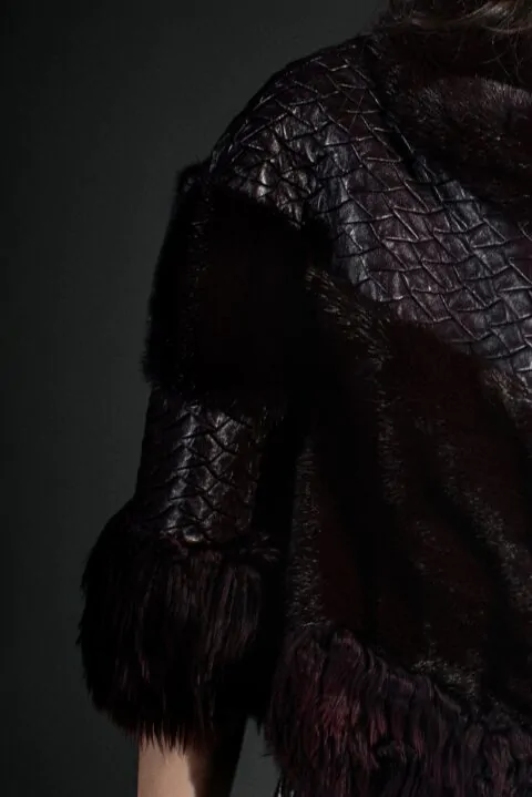 Irfé IRFE BURGUNDY MINK AND ALPACA FUR JACKET