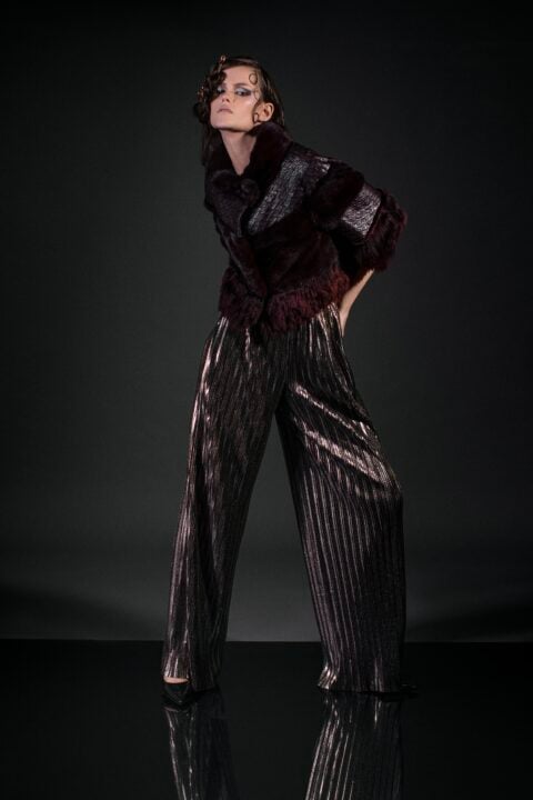 irfé IRFE BURGUNDY MINK AND ALPACA FUR JACKET