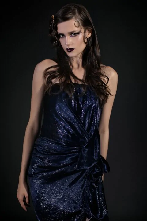 Irfé IRFE Navy Bustier Evening Dress