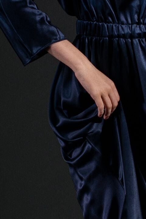 Irfé IRFE Navy Silk Evening Dress