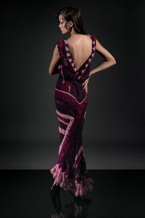 Irfé IRFE Purple Crochet Handmade Dress