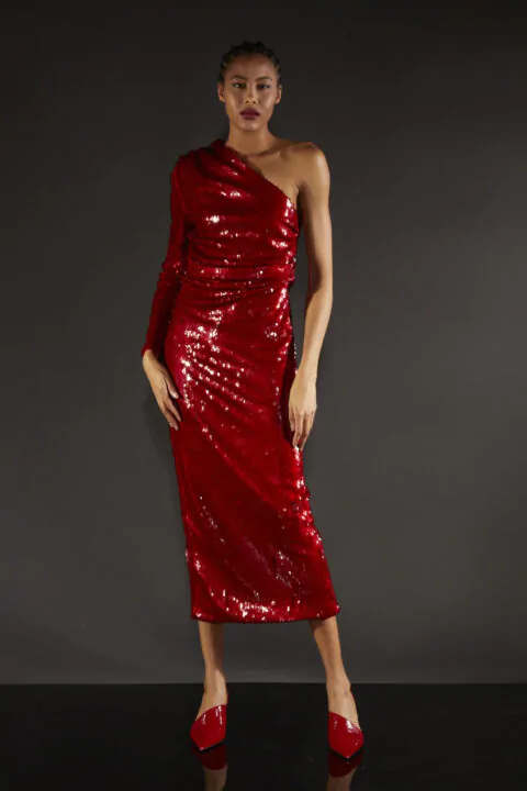 irfé IRFE Red Paillettes Evening Dress