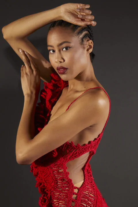 irfé IRFE Red Short Crochet Handmade Dress