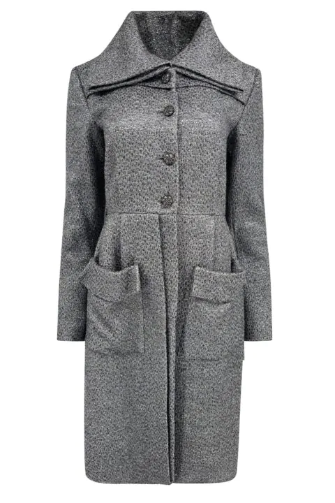 Irfé IRFE Silver Metallic Brocade Coat