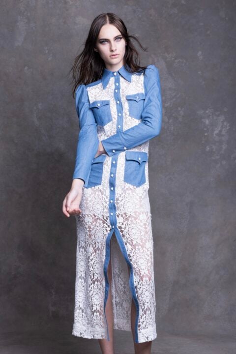 Irfé IRFE White Denim Lace Dress