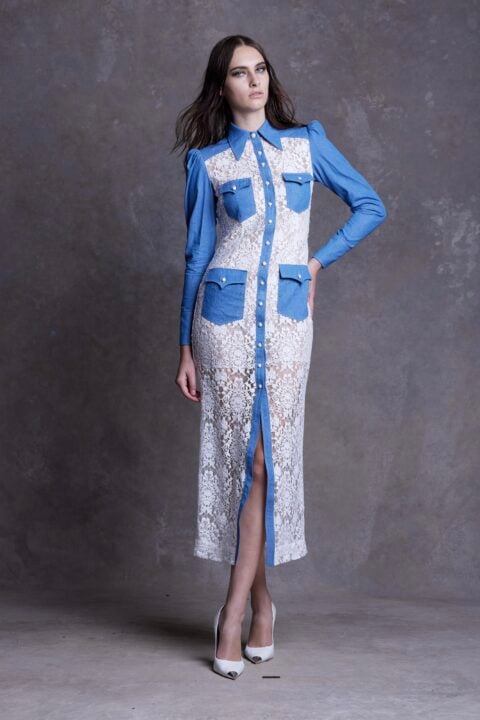 Irfé IRFE White Denim Lace Dress