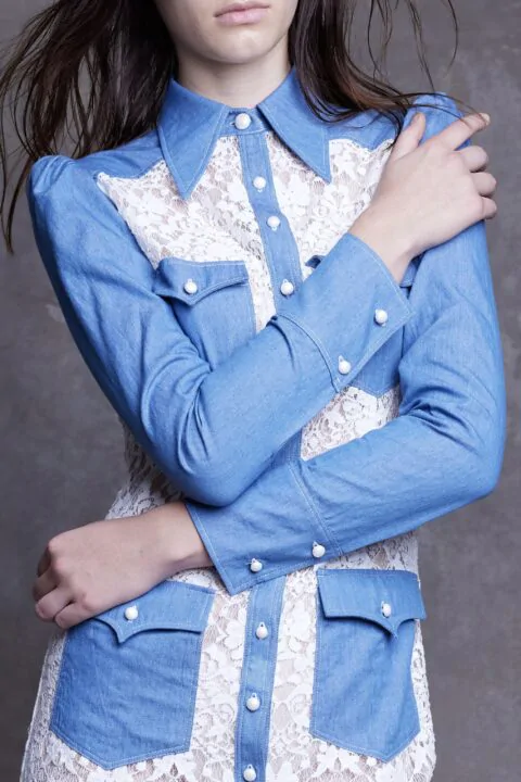 Irfé IRFE White Denim Lace Dress