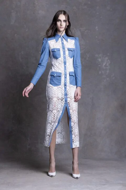 irfé IRFE White Denim Lace Dress