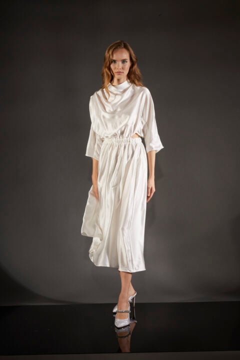 Irfé IRFE White Silk Evening Dress
