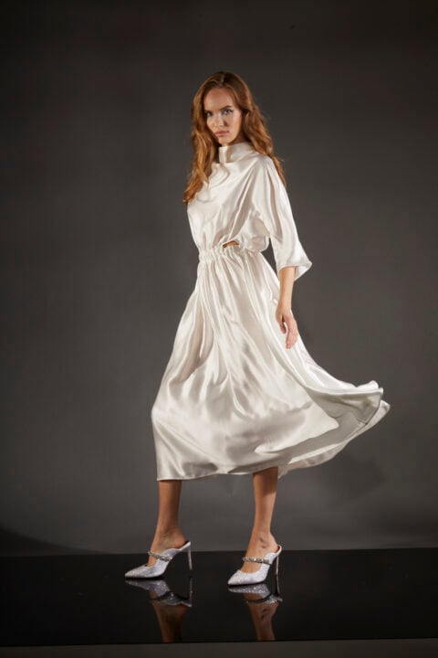 Irfé IRFE White Silk Evening Dress