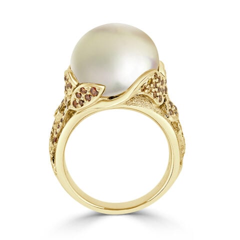 Irfé IRFE Pelegrina Pearl With Diamonds Yellow Gold Ring