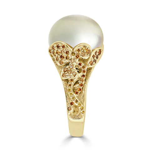 Irfé IRFE Pelegrina Pearl With Diamonds Yellow Gold Ring